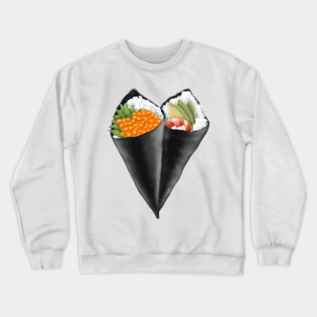 Illustrated Sushi Handroll Crewneck Sweatshirt by H. R. Sinclair